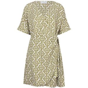 Lofty Manner - Groene A-lijn Jurk met V-hals en Korte Mouwen