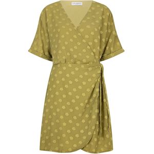 Lofty Manner - Dress Gulia - Jurk - Kaki - Korte Mouwen - Overslagkraag