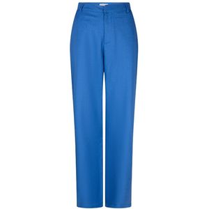Lofty Manner - Trouser Dafne - Damespantalon - Blauw - Wide Leg - Regular Waist