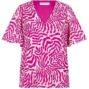 Lofty Manner - Top - Roze - Korte Mouwen - V-hals met Knoopsluiting