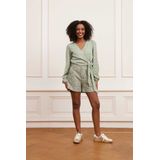 Lofty Manner - Top - Zwart - Lichte Stof - V-hals met Striksluiting