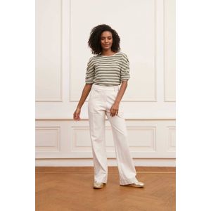 Lofty Manner - Top QG201 - Dames T-Shirt - Met Streepjes - Ronde Halslijn