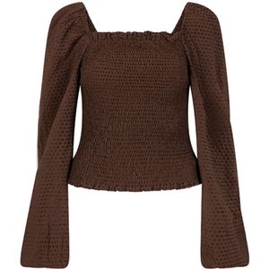 Lofty Manner - Blouse lange mouw - Donker bruin - QH13.1 Samira