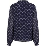 Lofty Manner - Blouse Eliza - Donkerblauw - Met Uniek Patroon