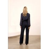Lofty Manner - Blouse Eliza - Donkerblauw - Met Uniek Patroon