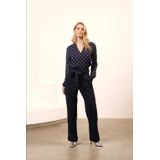 Lofty Manner - Blouse Eliza - Donkerblauw - Met Uniek Patroon