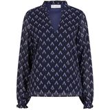 Lofty Manner - Blouse Eliza - Donkerblauw - Met Uniek Patroon
