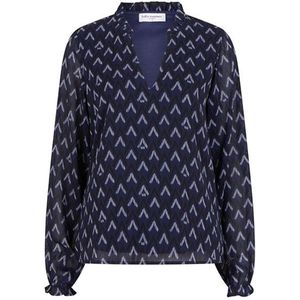 Lofty Manner - Blouse Eliza - Donkerblauw - Met Uniek Patroon