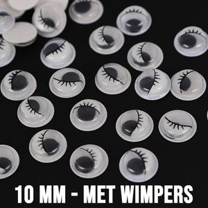 Oogjes stickers met wimpers 10mm 200 stuks Oogjes stickers met wimpers 10mm 200 stuks