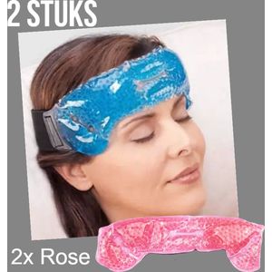 Allernieuwste.nl® SET 2st Warm of Koud GEL PAREL Migraine Hoofdband of Nekband - 2 stuks Rose