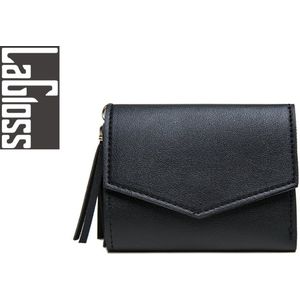 LaGloss® Vrouwelijke Luxe Zwarte portemonnee - Imitatie leer - 11.5 x 9 cm - Zwart - elegant tijdloos - casual - formeel - dames - portemonnee - wallet