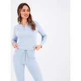 Black Bananas - Rib Hoodie - Blauw - 75% Katoen 25% Polyester