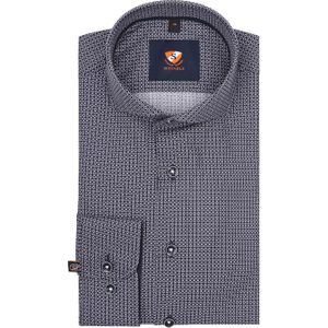 Suitable Overhemd Twill Print Donkerblauw (navy) - Maat 39 - Heren - Overhemden Formeel