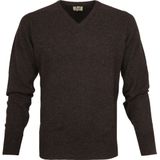 William Lockie V-Hals Lamswol Driftwood - Heren - Pullovers