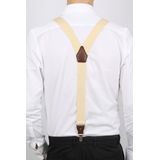 Suitable Luxe Bretels Ecru - Pattern: Lussen met knoopsgat en klemsluiting - Stevige Clips - Heren / Unisex - Luxe cadeauverpakking
