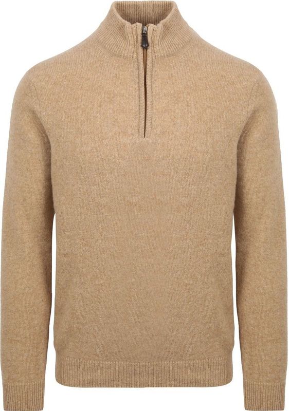 Suitable - Schipperstrui - Beige - Half Zip Trui - Wol - Heren