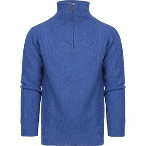 Suitable Half Zip Trui Wol Blend Blauw - Maat XXL - Heren - Schipperstrui - Schipperstrui met rits - Volwassen mannen