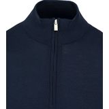 Suitable - Merino Half Zip Trui - Navy - 100% Merinowol