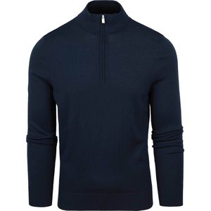 Suitable - Merino Half Zip Trui - Donkerblauw - Schipperstrui - Volwassen Mannen