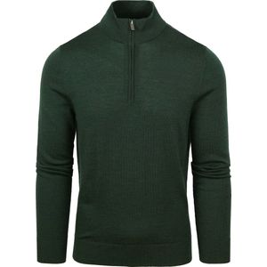 Suitable - Schipperstrui - Groen - Merino Half Zip Trui - Heren