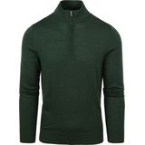 Suitable - Schipperstrui - Groen - Merino Half Zip Trui - Heren