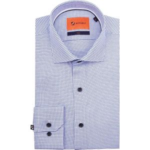 Suitable Overhemd Twill Print Blauw - Maat 38 - Heren - Overhemden Formeel