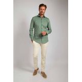 Suitable - Overhemd Pique - Groen - Slim-fit - Katoen - Lange Mouw