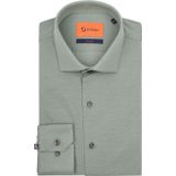 Suitable - Overhemd Pique - Groen - Slim-fit - Katoen - Lange Mouw