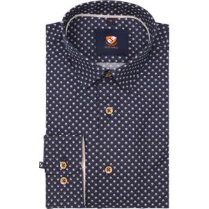 Suitable Overhemd Print Donkerblauw 267-10 - Maat 39 - Heren - Casual Shirt