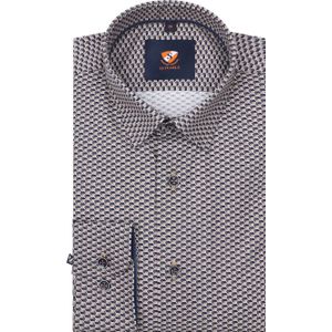 Suitable Overhemd Print Bruin 267-12 - Maat 39 - Heren - Casual Shirt