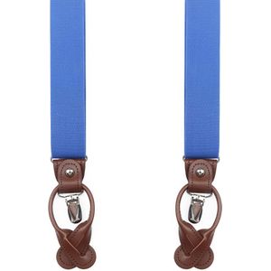 Suitable Luxe Bretels Denim Blauw - Pattern: Lussen met knoopsgat en klemsluiting - Stevige Clips - Heren / Unisex - Luxe cadeauverpakking