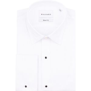 Suitable - Smoking Overhemd - Wit - Slim Fit - Luxe Heren Shirt van 100% Katoen