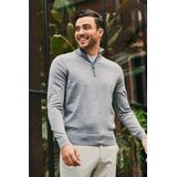 Suitable - Schipperstrui - Antraciet - Merino Half Zip Trui - Heren