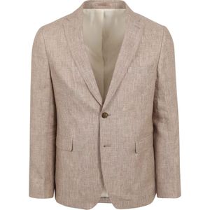 Suitable Blazer Pepita Linnen Beige - Maat 48 - Heren blazer