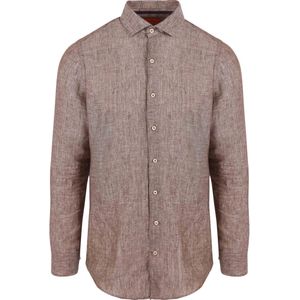Suitable Overhemd Linnen Taupe - Maat 39 - Heren - Overhemden Formeel