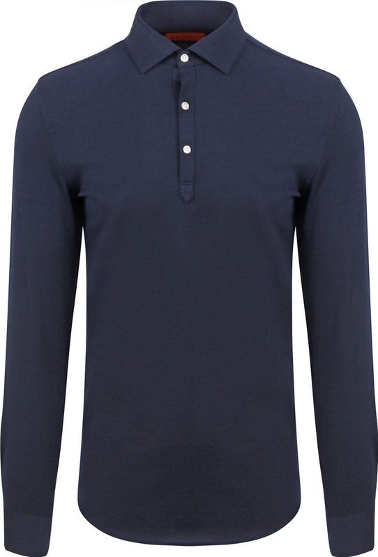 Suitable - Camicia - Poloshirt - Donkerblauw - Longsleeve Polo - Heren met Lange Mouwen