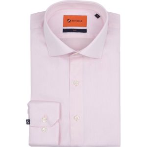 Suitable - Overhemd Twill - Roze - Slim-fit - Katoen - Lange Mouw