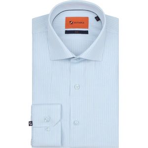 Suitable - Overhemd - Lichtblauw - Twill - Slim-fit - Lange Mouw