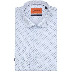 Suitable Overhemd Twill Print Lichtblauw - Maat 38 - Heren - Overhemden Formeel