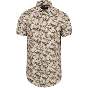 Suitable Short Sleeve Overhemd Print Jungle Groen - Maat S - Heren - Casual Shirt