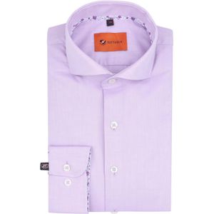 Suitable - Overhemd Twill - Paars - Slim-fit - Lange Mouw - Effen Dessin