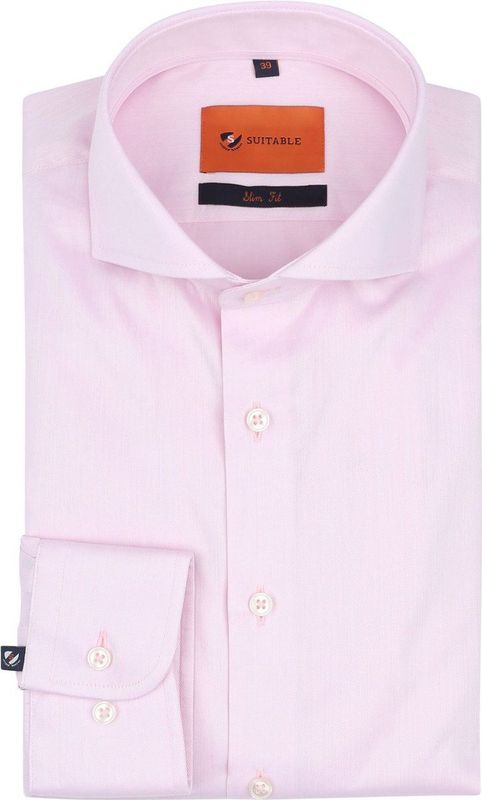 Suitable - Overhemd - Roze - Slim-Fit - Twill Stretch