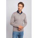 Suitable Merino Pullover V-Hals Greige - Heren - Pullovers