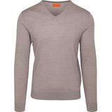 Suitable Merino Pullover V-Hals Greige - Heren - Pullovers