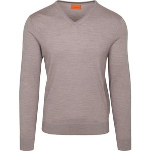 Suitable Merino Pullover V-Hals Greige - Heren - Pullovers