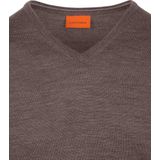 Suitable Merino Pullover V-Hals Taupe - Heren - Pullovers