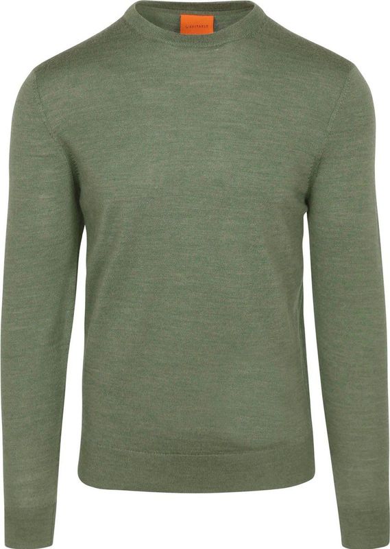 Suitable Merino Pullover Mid Groen - Heren - Pullovers