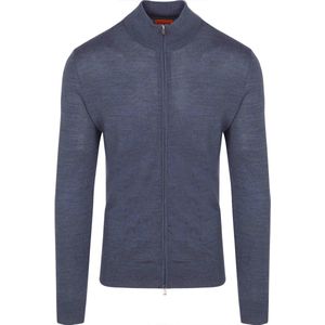 Suitable Cardigan Merino Denim Blauw - Heren