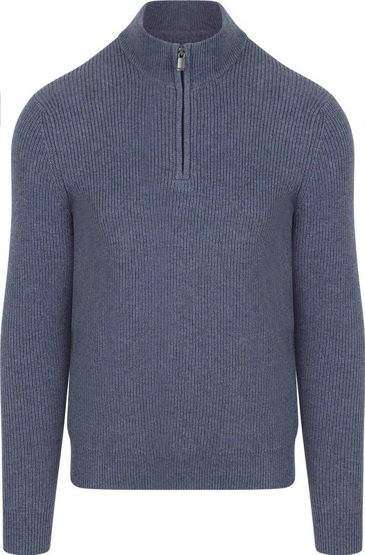 Suitable - Half Zip Trui - Donkerblauw - Schipperstrui - Wol Blend