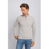 Suitable Half Zip Pullover Boiled Wool Grijs - Heren - Pullovers